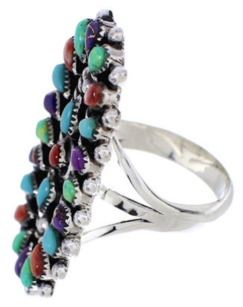 Sterling Silver Needlepoint Jewelry Multicolor Ring Size 6 YX35226